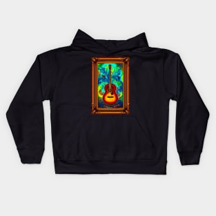 Acoustic Guitar Oil Painting Style Digital Art Kids Hoodie